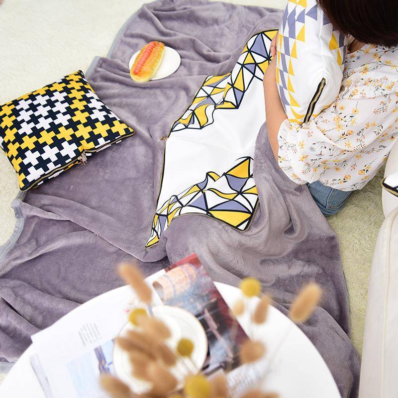 公加司log用o礼盖品抱YDR006枕毯二合一两抱枕被子办公室午睡毯