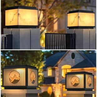 围太阳能头灯现代简约大门柱灯户庭院灯62939外中式柱别墅墙花园