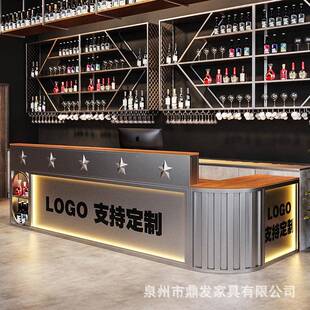 工业风吧台收银台网红弧形角烧烤店/餐111转厅前/酒店健身房/接待