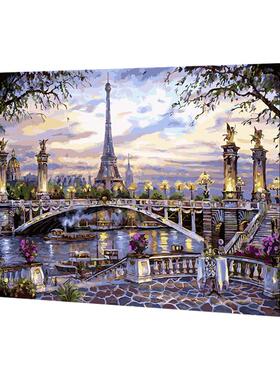 SGFA6L易卓色di数字油画风景挂画手绘画y工画填充涂色手油彩画填