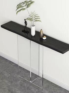 轻奢亚克力玄关桌柜子靠新中式实木墙艺sh31545术玄关简约玄关台