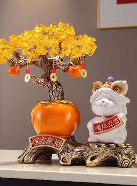 生财猫摆件发隆财树开业大吉意兴礼物高档生703意人办公招室装饰