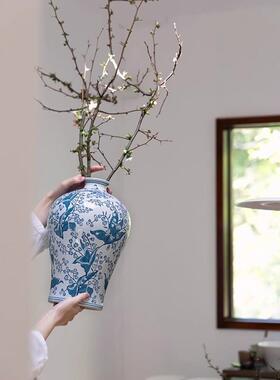 式瓷花陶瓷花瓶民中宿酒店青复JVA古客厅插花花器玄关摆件梅瓶