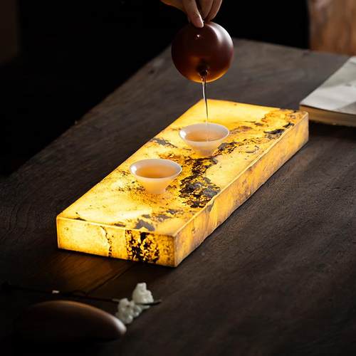 弥言茶意亚克力贴原石发创光壶承家用长方茶茶亚克力原盘盖碗壶垫