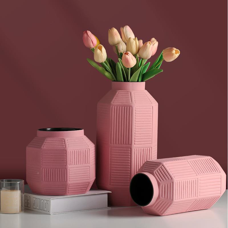 花客欧式摆书房厅玄关餐桌台面艺术创意件插干花OEK器装瓶饰陶瓷