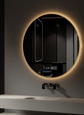 1923洗智能浴室镜带框发光led镜镜圆壁挂墙防雾卫生间手间形子触