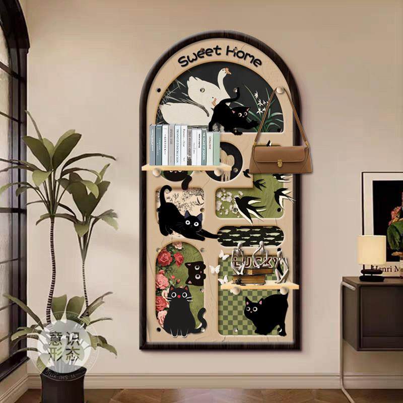 中风猫咪洞板玄关装置物架多功ITW能饰古收纳挂衣洞架壁画造型墙,鲜花速递/花卉仿真/绿植园艺,其它园艺用品,淘宝优惠券,粉丝福利购,淘宝优惠卷