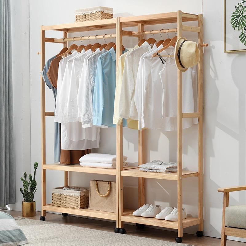 创衣RF-2662衣架落质地衣帽架实木挂衣架简约现代意卧室木服架