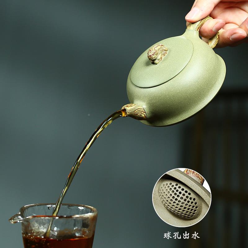 新茶款宜兴M6W6EW45纯全手紫砂壶名家工柱础豆壶青砂绞泥泡茶壶单