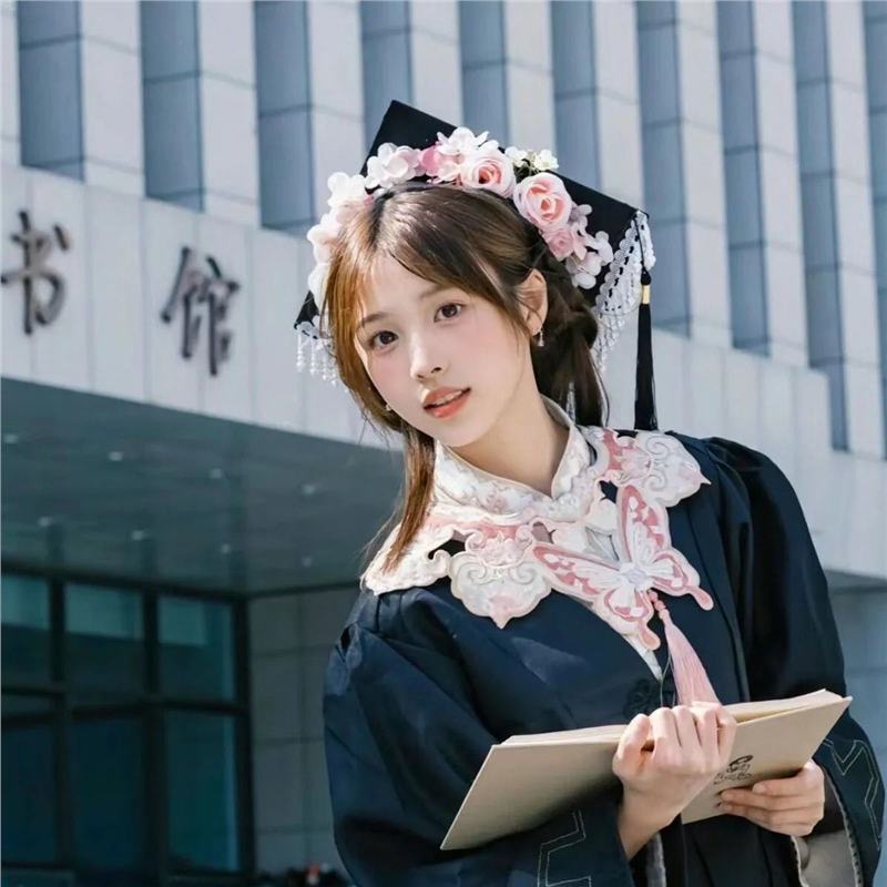 学士帽手工簪花真干花绢花配件
