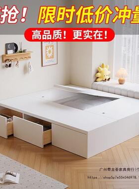 实地木榻榻米床无床头双38521人物床出租房用1米2用台小储户家型