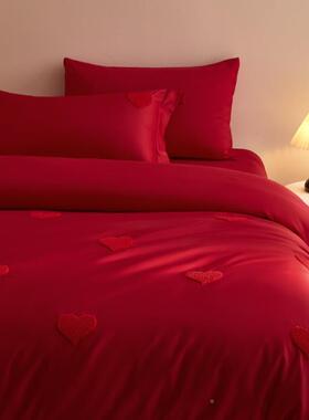 FNJ中式婚庆四套大床红色喜字婚单件被套纯棉结床上用品婚房陪嫁