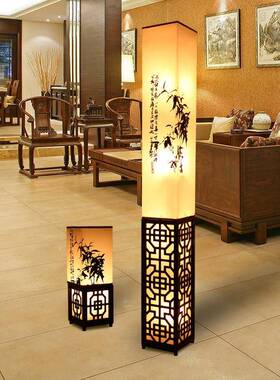 现中代中式实木调光LED落地典52154灯台灯床桌头书房卧室茶国风古