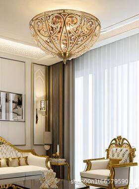 美式晶灯复古铁艺吸顶灯卧创室灯乡57221村意跨境吊亚马水逊床头l