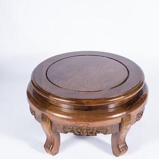 鸡4010翅木大底座结花瓶缸盆托架睡莲门海工艺品摆花件木榫卯构木