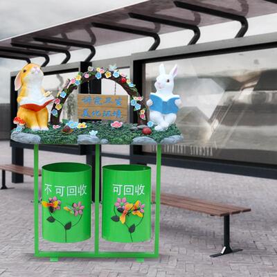 户装外卡通璃钢26609垃桶摆玻件可爱园林雕塑创意景区幼圾儿园公