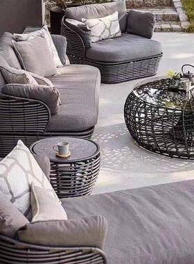 户外休闲阳藤发沙庭院花园水防晒光AT105外阳台藤防编沙发组合茶