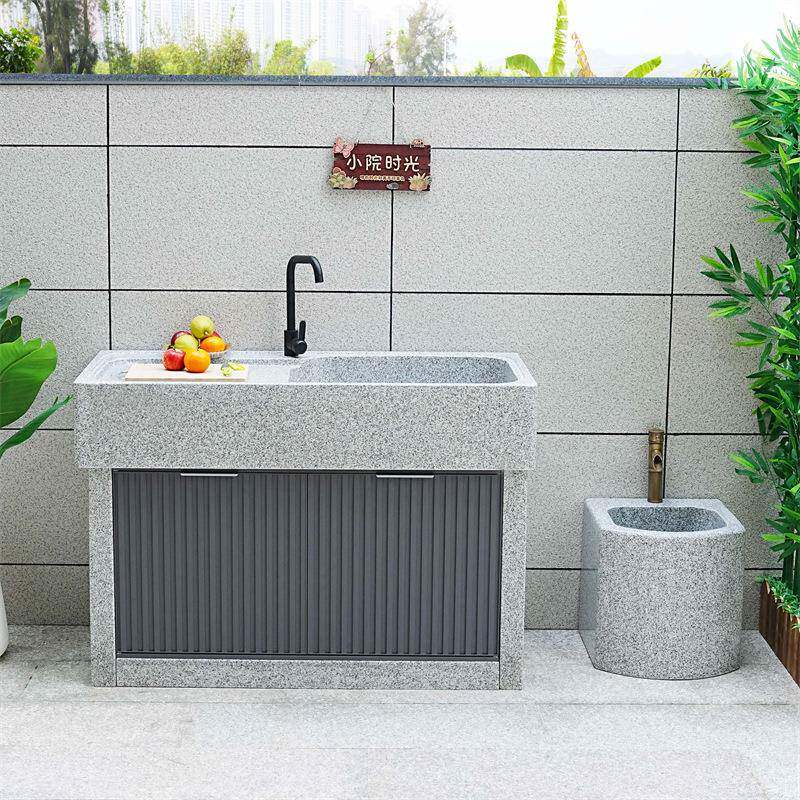 户外庭院水池天然石头水槽花岗岩台盆家用阳台大理石洗衣池洗手池