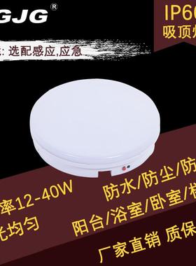 led吸顶灯IP66防潮防尘防水PC罩浴室桑拿房30W圆形LED吸顶灯超薄