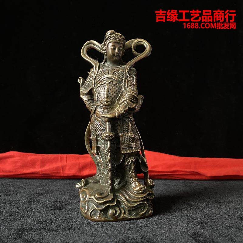仿古关公韦陀铜像摆件家居装饰品工艺品摆伟陀站像