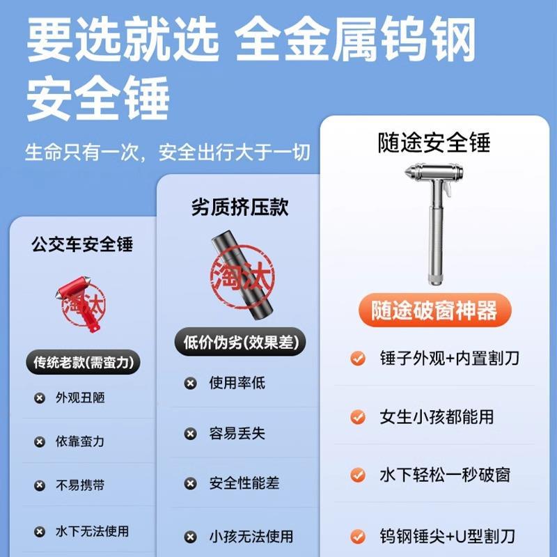 ◇汽车破窗车内多功能逃生锤四合一带割刀车玻璃破窗逃生