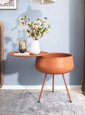 轻桌奢卧发室床头柜小型边铁艺床边桌沙边HNA几角几境阳台圆桌跨