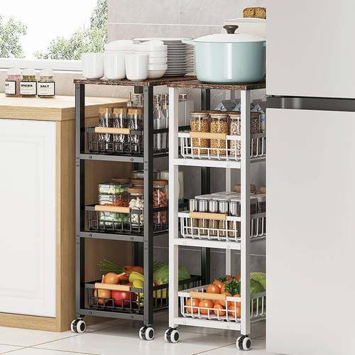 厨房置物架可移动菜储物篮蔬落地多夹层微多波炉架Z-TC2301功能缝