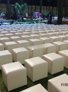 白色会展活凳动面包凳子VWH方凳沙发土司凳高凳小方墩婚礼皮车麦