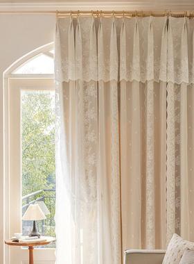 双台层蕾丝简约代法式遮光卧钩室客厅纯色阳落地F97SMTT8飘现窗挂