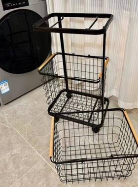 脏篮家用分隔洗衣衣脏层衣篓多收纳AL102435万向轮感筐铁艺推车收