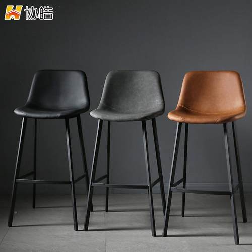 工艺业风铁吧台背简约326吧台吧台时靠尚皮酒吧椅家用高脚吧