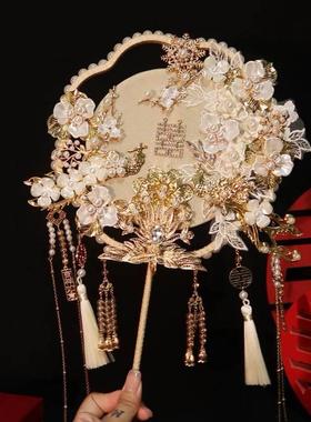 结团扇婚新娘材嫁手料包42997工喜扇秀禾服婚礼中式出成品扇子一