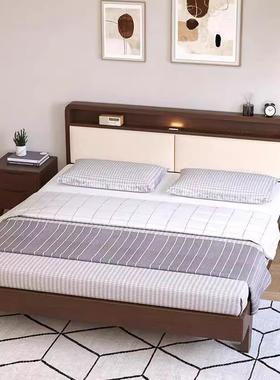 8软包全实木主单卧1.大床家用出租房1.5米双人床软靠背床头ALAm储