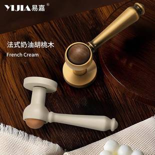 式法复古胡桃木内卧室门锁实木室门把手型通用静音磁吸锁具72F517