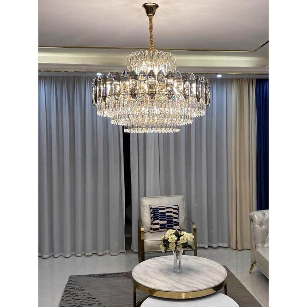 水晶厅吊灯3新款简约大气奢高卧室灯轻餐厅档后现代灯具20客25新
