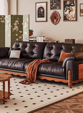 中木古户风实云朵沙发古直排小型复软靠沙发客厅美式轻HYB奢布艺