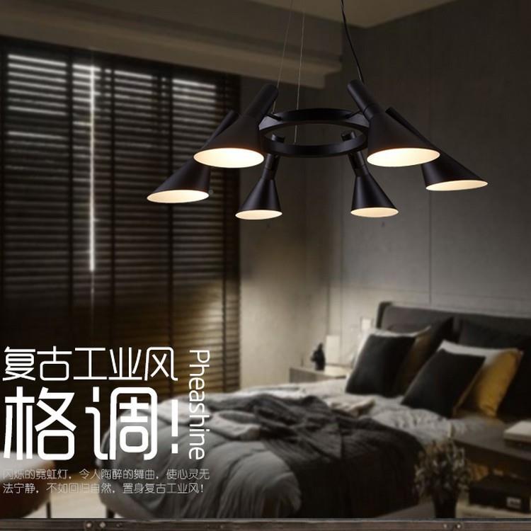 创loft复工975业风餐厅吧台铁艺吊灯式简约美客厅书古房意灯具