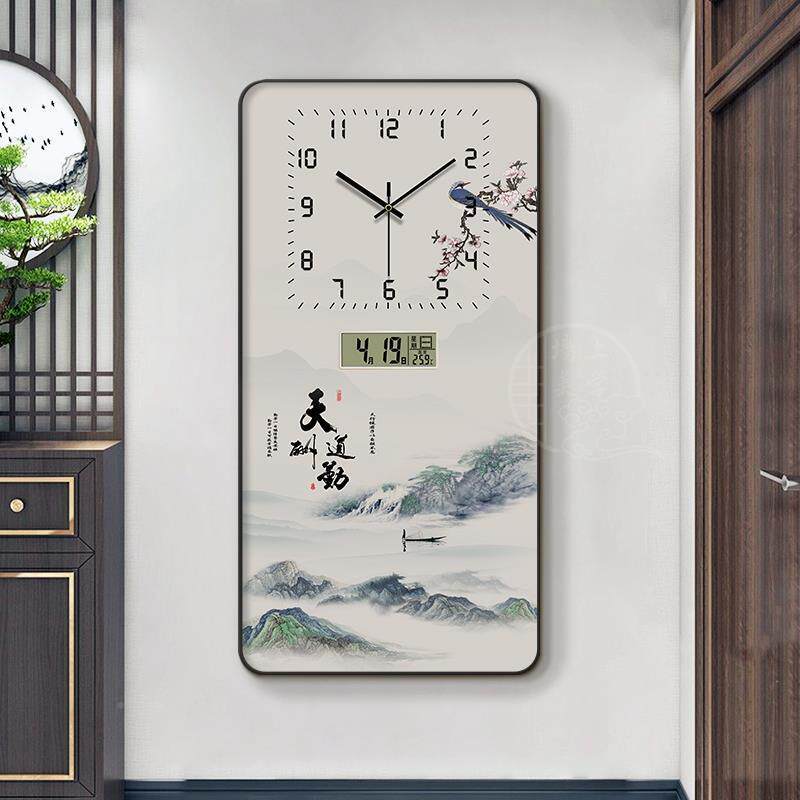 202玄5新款关钟表画年电子静音万挂历画时钟挂XY850339墙客厅家用