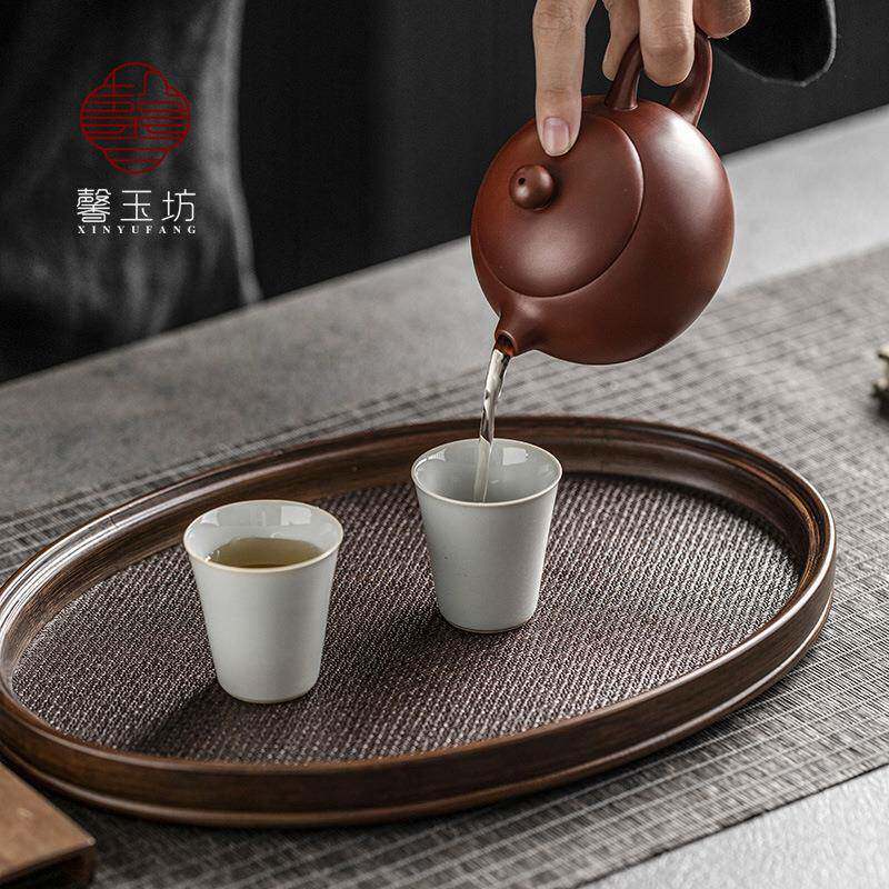 椭圆竹制托盘古复编织席SQI面茶托干小泡台日藤编式收纳盘新品
