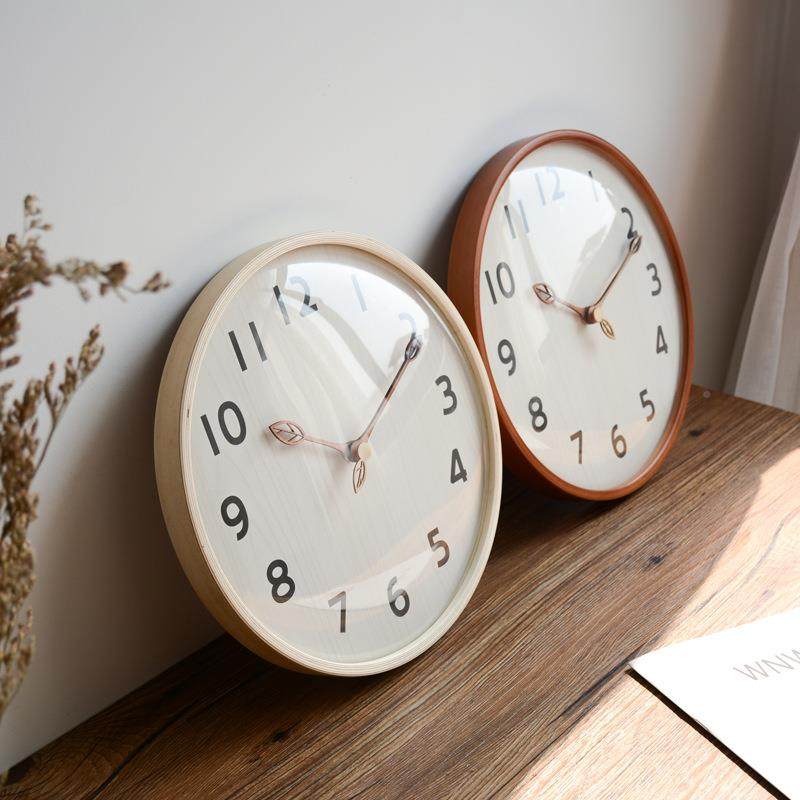 中式挂室钟客用超静音时钟中厅国风木质时钟简约家钟表卧叶MJK006