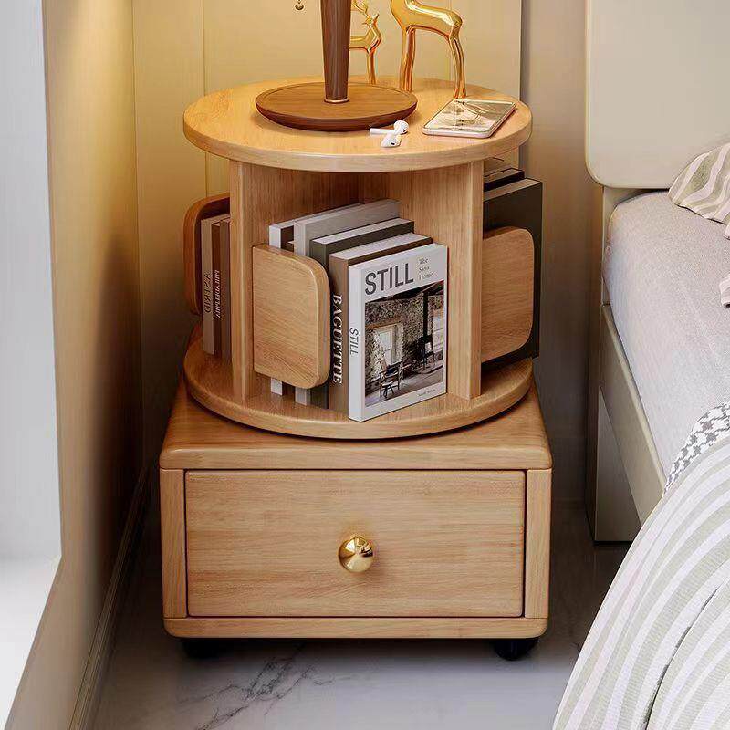 木质旋转书架家用落地式儿童书柜简约床边收纳置物架书籍整理架