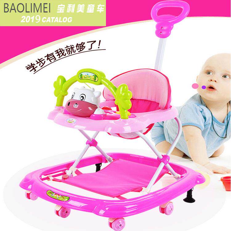 贺联多功能婴儿学步车349B带推杆脚垫6-18个月宝宝手推车带音乐