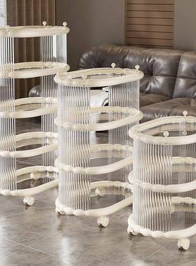 多零小层移动食收纳架置物架纳落地推车亚克力收ADQ床边架子塑料