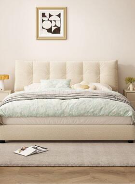 式奶油风猫UUQ爪床绒布艺床主卧室法大简约现床代互不打扰双人公