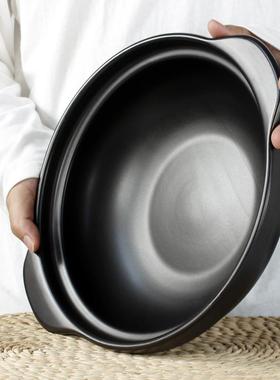 耐高仔饭砂锅温炖煲锅家用陶小火锅QCQ干烧煲浅口瓷沙锅大号商用