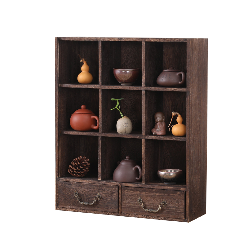 西山茶艺 茶杯架 功夫q茶具收纳柜茶壶架 多宝格 博古架 置物架