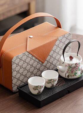 秋羊脂四瓷功夫茶具一玉壶杯干泡盘旅行套装中家用酒85466店泡茶