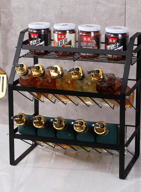 黑色调料架厨收房家KZB0125落地三层调品纳置物架调味料佐味料加