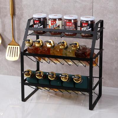 黑色调料架厨收房家KZB0125落地三层调品纳置物架调味料佐味料加