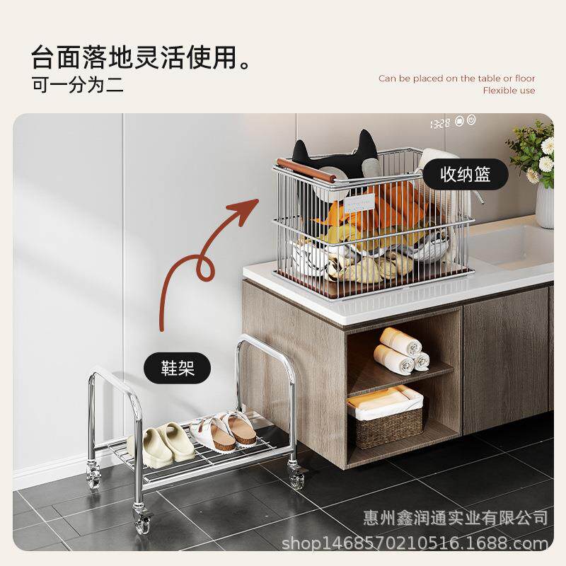 中古风脏衣篓家用洗浴室衣服收纳筐衣篮夹缝小推ZGZYJ车置子物架